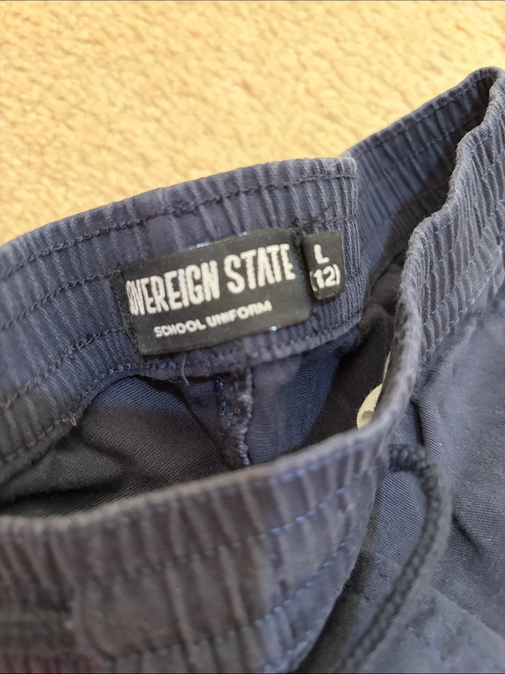 Boys Navy Elastic-Waist Jogger Pants L size 12